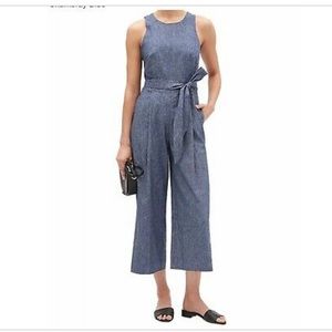 Banana Republic blue crop tie waist jumpsuit
